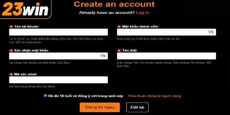 Điền các thông tin chuẩn xác